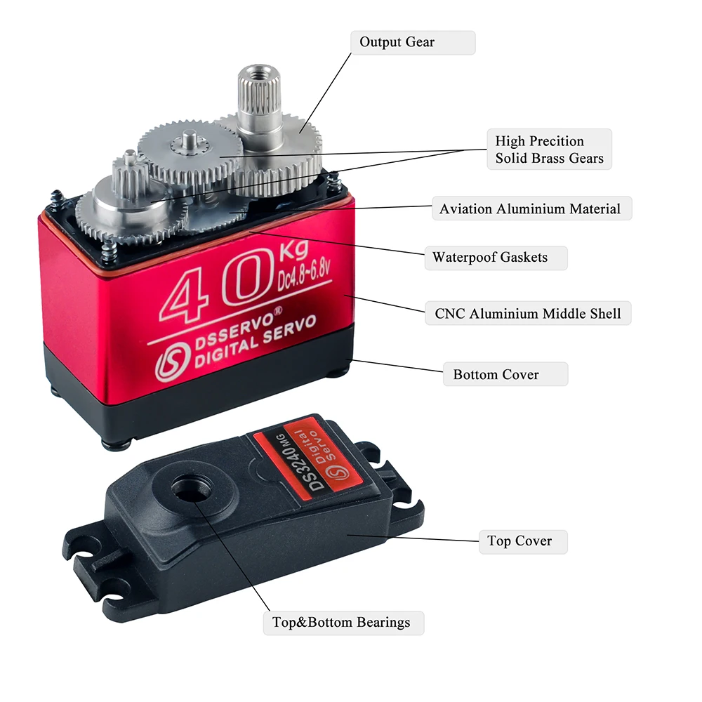 40KG Dsservo DS3240 alto par D - Servo Metal Gear reseña y precio