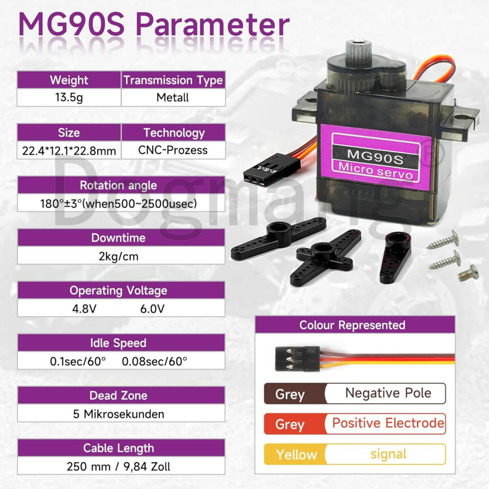 Servo MG90S, 1/2/4/10/20/50 Ud - Servo Metal Gear reseña y precio
